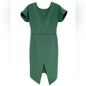 Green V-Back, Front-Slit Dress